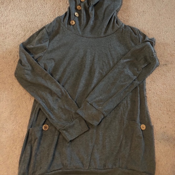 Gray Button Turtle Neck - Picture 2 of 2